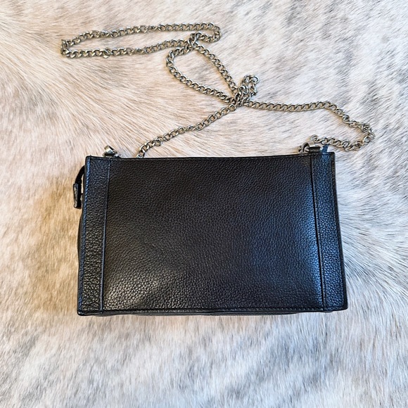 Foley + Corinna Black Leather & White Suede Crossbody Bag or Clutch Handbag - Picture 5 of 16